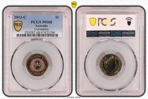 オーストラリア 2013 C ミントマーク コロネーション 2 ドルコイン PCGS MS68 #1296