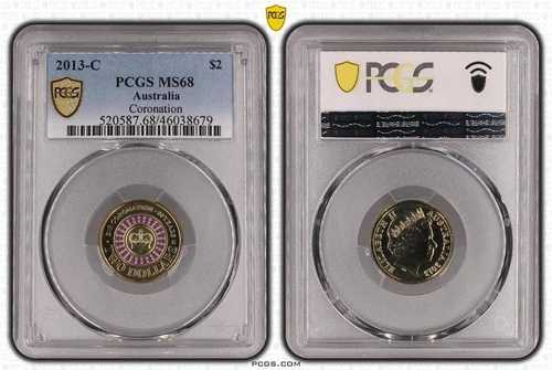 オーストラリア 2013年 パープルコロネーション 2ドルコイン C ミントマーク PCGS MS68 #8679