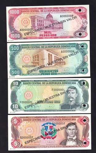ドミニカ共和国 4標本セット 1996 P-152s,153s,157s,158s UNC 44,330円