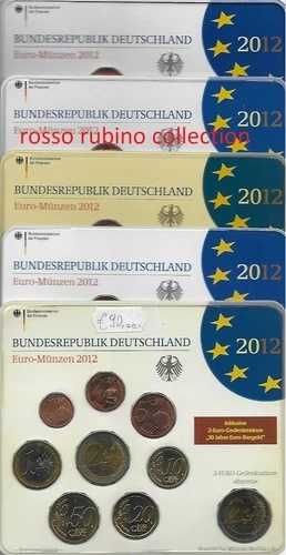 ユーロシリーズ ドイツ - ディビジョナル FDC - BU セット - 2012、2013、2022 - A D F G J-