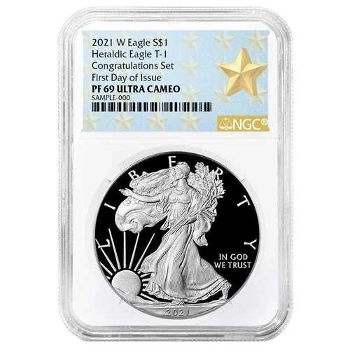 2021-W プルーフ $1 タイプ1 アメリカンシルバーイーグル コングラチュレーションセット NGC PF69UC FDI