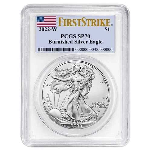 2022-W $1 1オンス バーニッシュド アメリカン シルバー イーグル PCGS SP70 FS フラッグラベル ホワイト