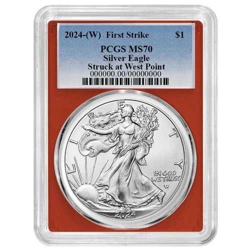 2024年 (W) $1 1オンス アメリカン シルバー イーグル PCGS MS70 FS ブルーラベル レッドフレーム