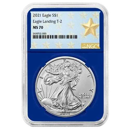 2021年 $1 1オンス T-2 アメリカンシルバーイーグル NGC MS70 ウェストポイントスター ブルーコア 45,045円