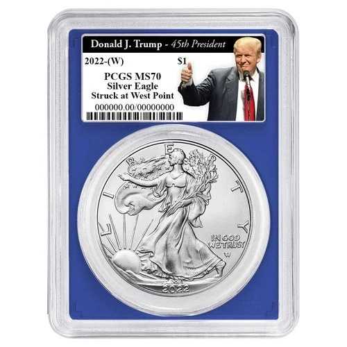 2022年 (W) $1 1オンス アメリカンシルバーイーグル PCGS MS70 トランプ第45代大統領ラベル