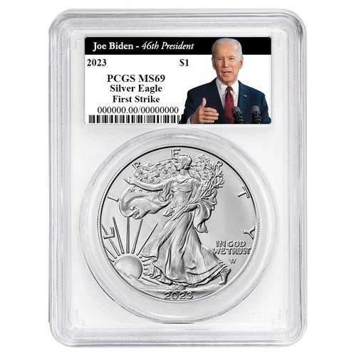 2023年 1ドル 1オンス アメリカンシルバーイーグル PCGS MS69 FS バイデン第46代大統領ラベル