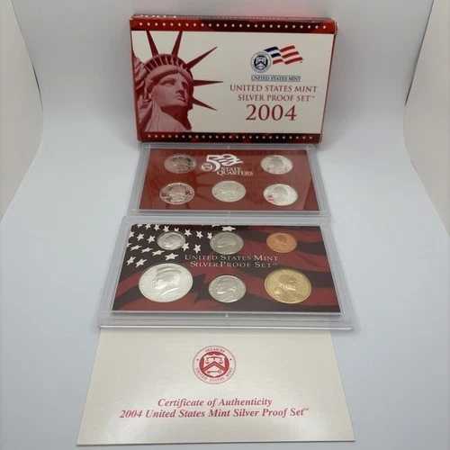 2004-S 米国造幣局 シルバープルーフセット - 銀90% - 鑑定書＆オリジナルボックス - コレクターズアイテム