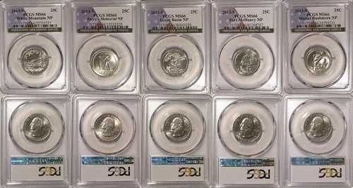 2013 S 国立公園 5枚入りクォーターコインセット 25セント PCGS MS66 45,540円