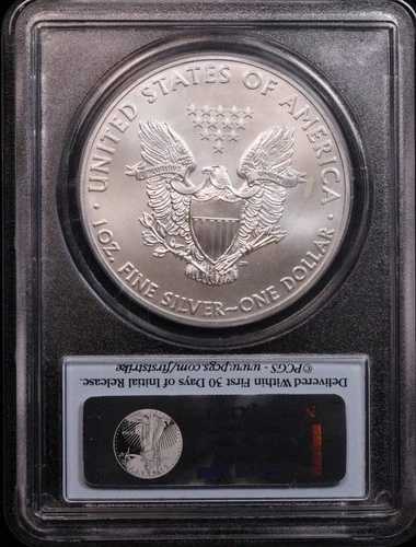 2011年 シルバーイーグル PCGS MS69 フラッグ ファーストストライク 25周年記念セットより