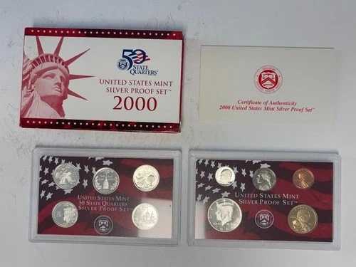 2000 年シルバー プルーフ コイン セット、米国造幣局パッケージ、OGP COA 付属!!!