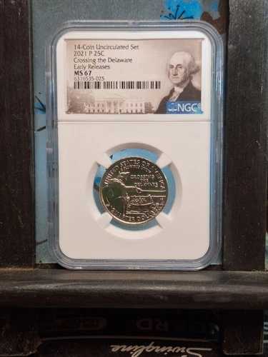 2021年 P&D NGC MS67 デラウェア川横断 CLAD 25セント 2枚セット。早期リリース品。