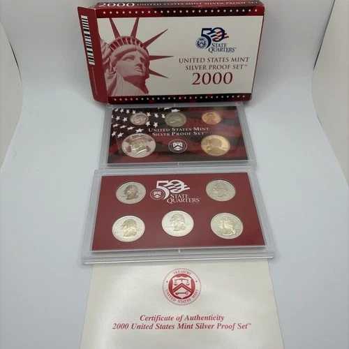2000-S 米国造幣局 シルバープルーフセット - 銀90% - 品質証明書＆オリジナルボックス - コレクターズアイテム