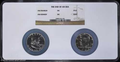 時代の終わりを告げるプルーフ 1963年フランクリン＆1964年ケネディ ハーフダラーセット NGC PF 67