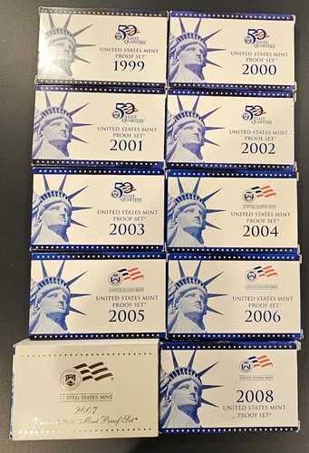 1999-2008年 米国造幣局 プルーフセット OGP ボックス＆COA 109枚セット 10年間セット