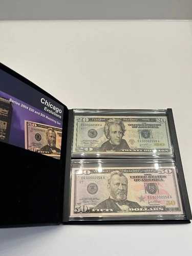 シリーズ 2004 CHICAGO Evolutions $20 & $50 FRN マッチングセット シリアル番号 EG00002058A 45,540円