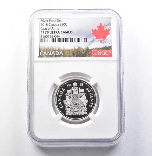 2018年 カナダ 50セント銀貨 プルーフセット 紋章 PF70 UCAM NGC *5901