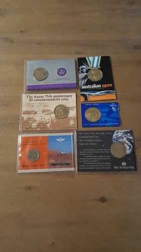 オーストラリアの5ドル硬貨6枚セット 1990/1992/1998/2000/2011/2012 説明をご覧ください