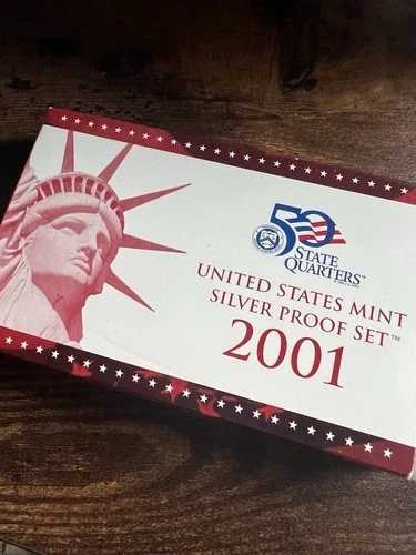 2001年 シルバープルーフコインセット 米国造幣局 政府パッケージ OGP COA 90%シルバー
