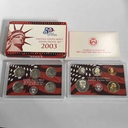 2003年 シルバープルーフコインセット 米国造幣局 政府パッケージ OGP COA 90%シルバー