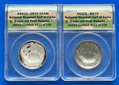 2014 ベースボール HOF 2 コインセット 初リリース LE #/168 USA 初カーブコイン 素晴らしい