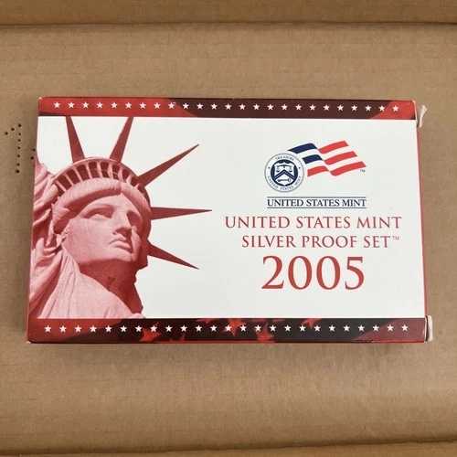 2005年米国造幣局発行 シルバープルーフセット(箱入り、鑑定書付き) - 11枚セット