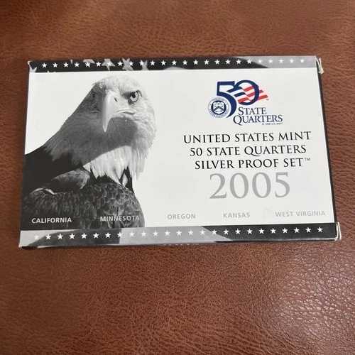 2005年 アメリカ造幣局 50州 25セント硬貨 シルバープルーフセット 鑑定書・箱付き
