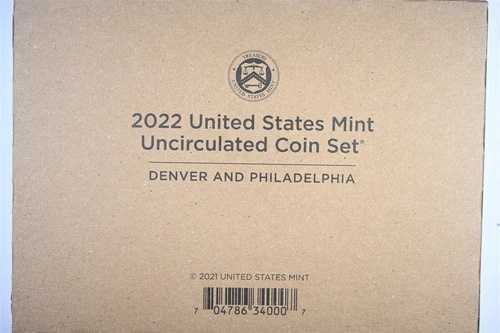 2022 P&D 未流通米国造幣局セット 未開封の造幣局ボックスに20枚のコインが入っています