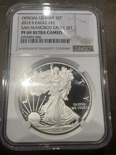 2012 S プルーフ シルバー イーグル NGC PF69 ウルトラカメオ ER コインと通貨セットより