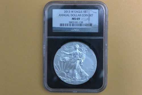 2013-W バーニッシュドシルバーイーグル NGC MS69 UNC (2013年アニュアルドルセット)