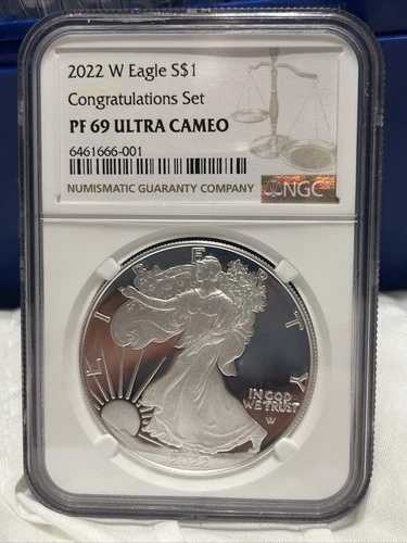 2022 W プルーフ $1 アメリカン シルバー イーグル おめでとうセット NGC PF69UC ブラウン !.!