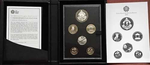 英国 2014年記念版プルーフコインセット 5ポンド + 2ポンド×2 + 1ポンド×2 + 50ペンス COA