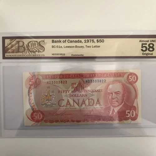 1975年式 $50 HD プレフィックス Lawson-Bouey BC-51a AU58