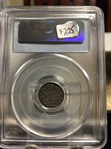 1909年製 尖った葉、PCGS認定カナダ製小型銀貨5セント、**EF-45**