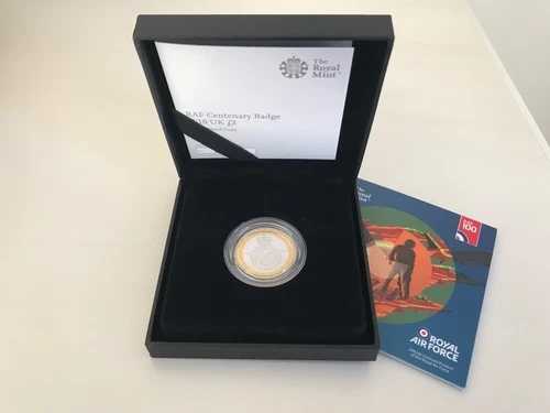 Simply Coins~ 2018 シルバー プルーフ RAF 100周年記念 2ポンドコイン ボックス COA