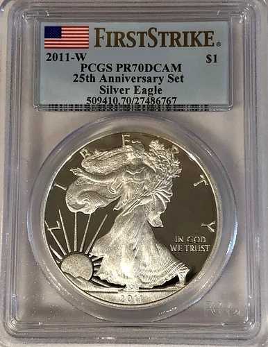 2011 W プルーフ シルバー イーグル PCGS PR70 フラッグ ファーストストライク 25周年記念セット