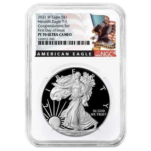 2021-W プルーフ $1 タイプ1 アメリカンシルバーイーグル コングラチュレーションセット NGC PF70UC FDI