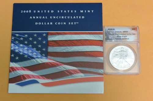 2008年アメリカ合衆国未流通ドル硬貨セット（ANACS SP69 イーグル付き）