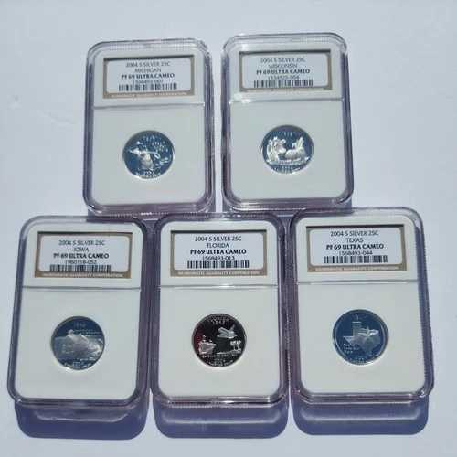 2004年 S シルバー プルーフ ステートフッド クォーターセット 25セント 5枚セット NGC PF69 ウルトラカメオ 41,470円