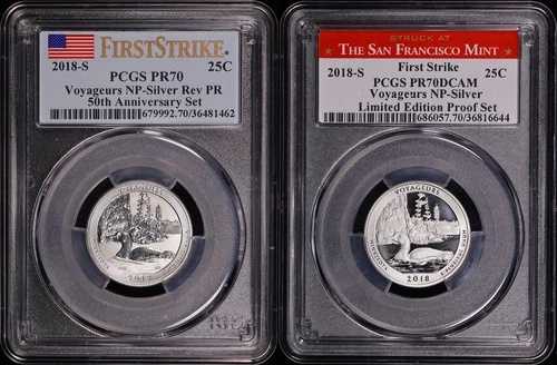 2018-S ボヤージャーズ NP シルバークォーター PCGS FS PR-70 および PR-70 DCAM 2枚セット 47,520円