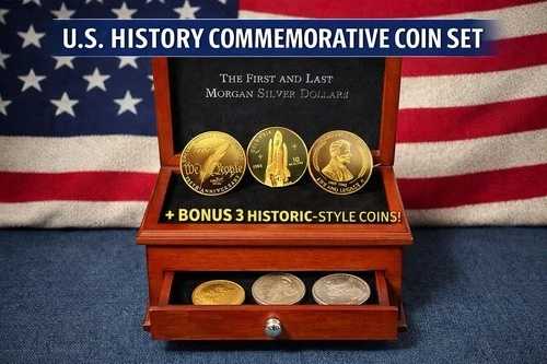 アメリカ史記念コインセット 木製ディスプレイケース リンカーン憲法