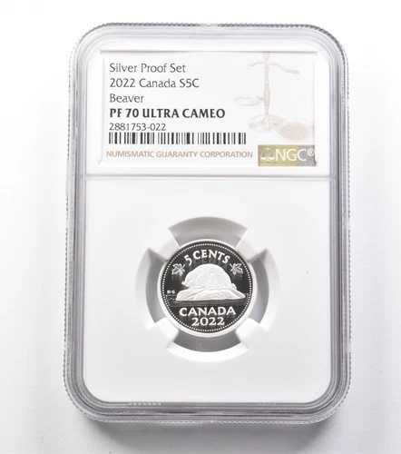 2022年 カナダ 5セント シルバー プルーフセット ビーバー PF70 UCAM NGC *9900