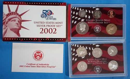 2002-S アメリカ造幣局 シルバープルーフセット 10枚入り OGP