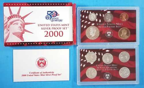 2000-S 米国造幣局 シルバープルーフセット 10枚入り OGP