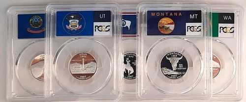 2007-S シルバープルーフ州クォーターセット（5枚）PCGS PR69 DCAM-州旗ラベル