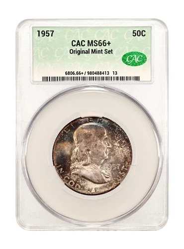 1957 CACG MS66+ オリジナルミントセット フランクリンハーフ
