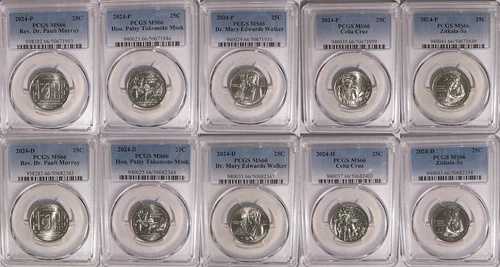 2024年 P&D マレーミンク ウォーカークルーズ SA 10枚セット PCGS MS66 女性用クォーター 25セント