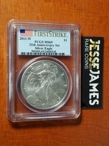 2011年 W バーニッシュド シルバー イーグル PCGS MS69 フラッグ FS 25周年記念セットより