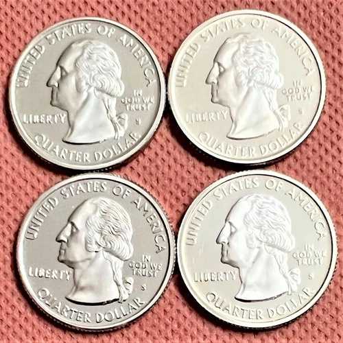 1999年製 シルバープルーフ州25セント硬貨4枚セット - デラウェア州、ニュージャージー州、ペンシルベニア州、コネチカット州