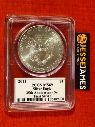 2011 シルバーイーグル PCGS MS69 FS ジョン・マーカンティ サイン入り 25周年記念セットより