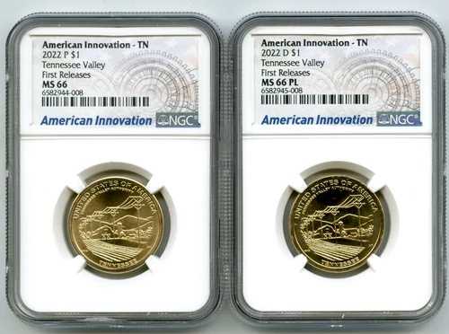 2022年 1ドル P D テネシーバレー NGC MS66 MS66PL アメリカンイノベーションドルセット